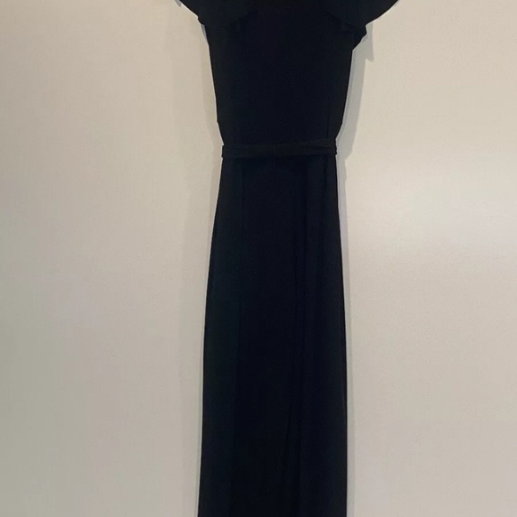 Neiman Marcus Black Stretch Jersey Knit Tie Belted Jumpsuit Womens Large (593) - Picture 3 of 5